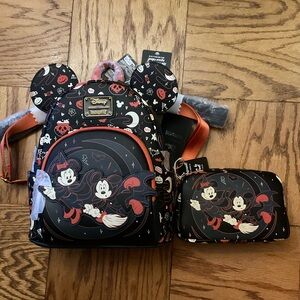 loungefly mini backpack Mickey And Minnie Halloween Backpack And Cosmetic Case